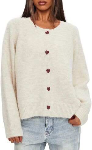 Darong Womens Cropped Cardigan Sweaters Long Sleeve Knit Y2k Button Down Fall Outfits Fashion Clothing 2025 in Saudi Arabia