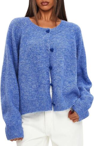 Darong Womens Cropped Cardigan Sweaters Long Sleeve Knit Y2k Button Down Fall Outfits Fashion Clothing 2025 in Saudi Arabia