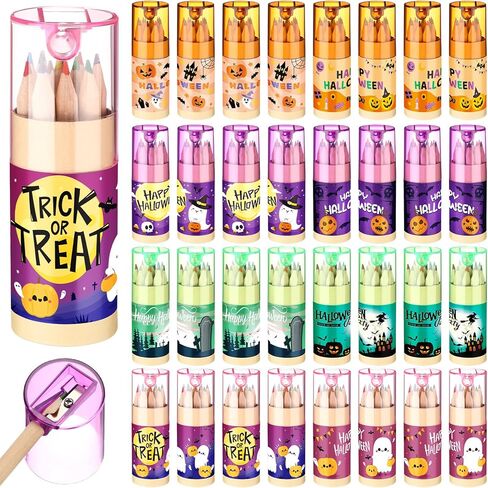 Fumete 32 Pack Mini Drawing Colored Pencils Pink Heart cute Coloring Pencils with Sharpener Bulk Classroom Exchange Gift School Class Prizes Bulk, 12 Count in Tube in Kuwait