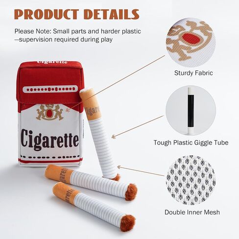 Nocciola Funny Squeaky Cigarette Dog Toys, Interactive Entertainment Plush Stuffed Pet Chew Supplies for Small Medium Breed, Outdoor Boredom Mental Stimulation Dog Accessories Boy, Dog Lover Gifts in Kuwait