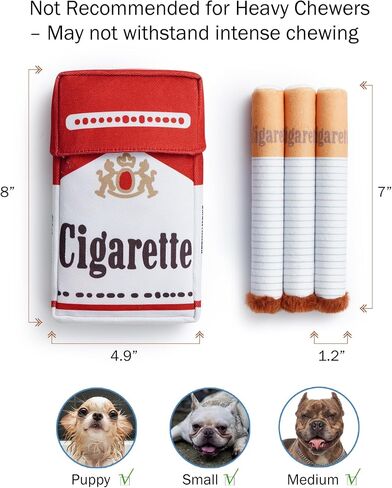 Nocciola Funny Squeaky Cigarette Dog Toys, Interactive Entertainment Plush Stuffed Pet Chew Supplies for Small Medium Breed, Outdoor Boredom Mental Stimulation Dog Accessories Boy, Dog Lover Gifts in Kuwait