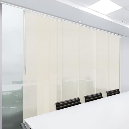 Web 7-Panel Single Rail White Panel Track Extendable 110"-153" W x 94" H, Panel Width 23.5" in Saudi Arabia