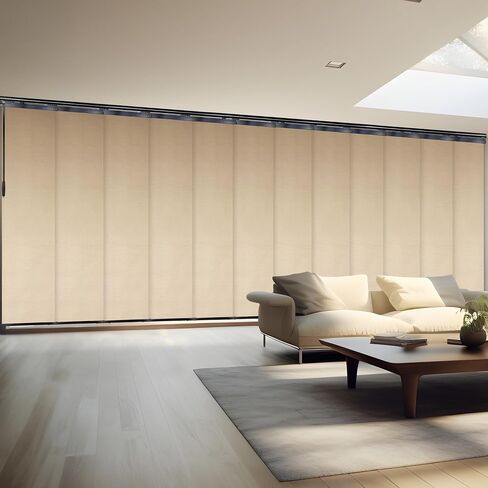Flax Gold 12-Panel Double Rail Black Panel Track Extendable 140"-260" W x 116" H, Panel Width 23.5" in Saudi Arabia