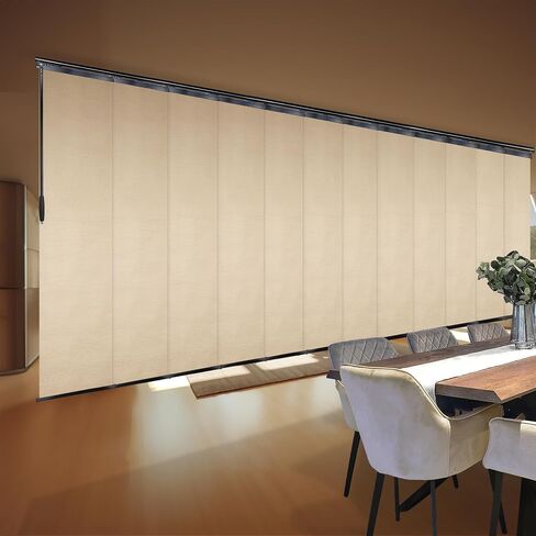 Flax Gold 12-Panel Double Rail Black Panel Track Extendable 140"-260" W x 116" H, Panel Width 23.5" in Saudi Arabia