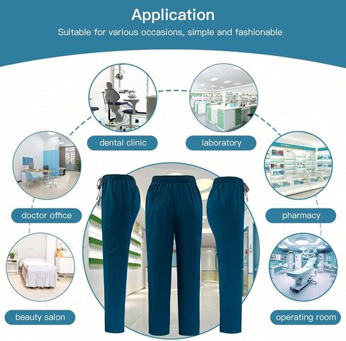VIAOLI Scrubs Set جيوب متعددة برقبة على شكل حرف V وبنطلون فرك برباط - طقم فرك نسائي طبي موحد in Kuwait