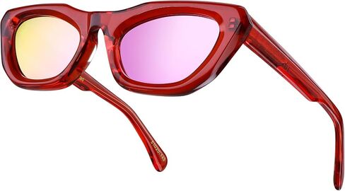 Non-Polarized Small Face Cat Eye Acetate Sunglasses 145mm Frame with UV Protection Impact Resistant Nylon Lens in Saudi Arabia