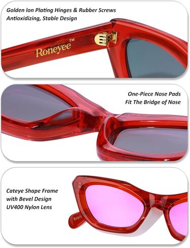 Non-Polarized Small Face Cat Eye Acetate Sunglasses 145mm Frame with UV Protection Impact Resistant Nylon Lens in Saudi Arabia