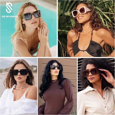 SOJOS Retro Square Polarized Womens Sunglasses Trendy Oversized Large Women's Big Shades SJ2224 in Saudi Arabia