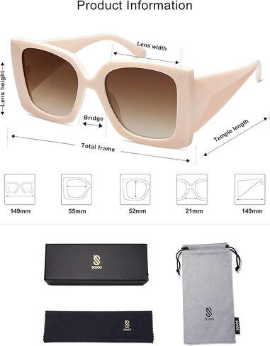 SOJOS Retro Square Polarized Womens Sunglasses Trendy Oversized Large Women's Big Shades SJ2224 in Saudi Arabia