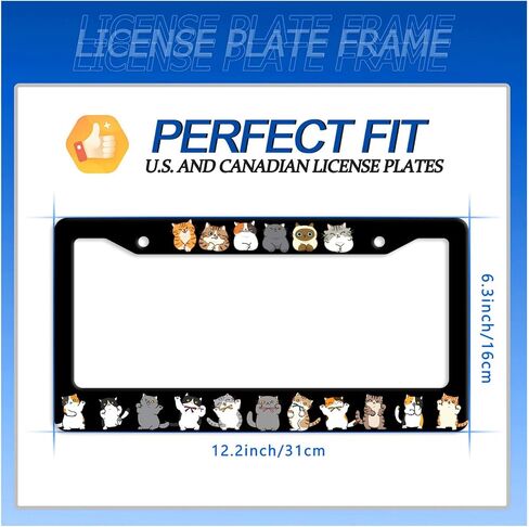 Cute Cats License Plate Frame Animals License Plate Holder Stainless Steel Funny Car Accessories Decoration for Men Women 12" x 6" in Kuwait