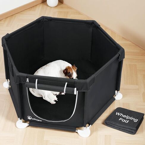 Whelping Box for Dogs - 50"L*50"W*25"H Dog Whelping Play Pen for Puppies,Pet Whelping Box Overall 600D Oxford Fabric with Absorbent Whelping Pad,Dog Birthing Box for Large Medium Small Dogs in Saudi Arabia