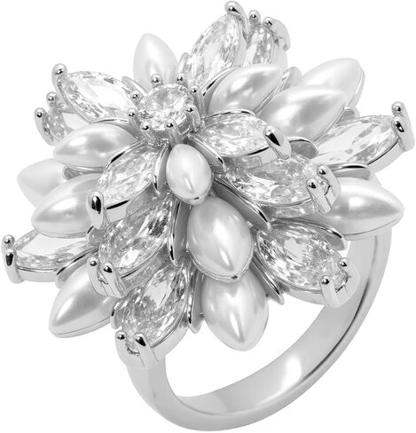 Aura & lrena Fidget Ring Anxiety Rings for Women Fidget Rings for Anxiety with Pearl Spinner, Adjustable 18K Gold Plated Non-Tarnish Floral Ring Gift for Wife Mother Friend in Kuwait