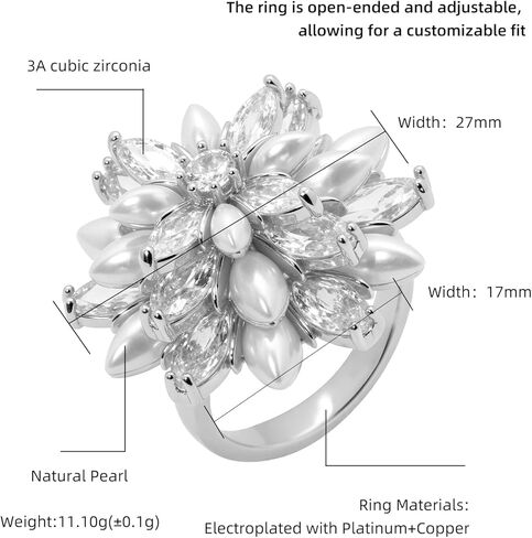Aura & lrena Fidget Ring Anxiety Rings for Women Fidget Rings for Anxiety with Pearl Spinner, Adjustable 18K Gold Plated Non-Tarnish Floral Ring Gift for Wife Mother Friend in Kuwait