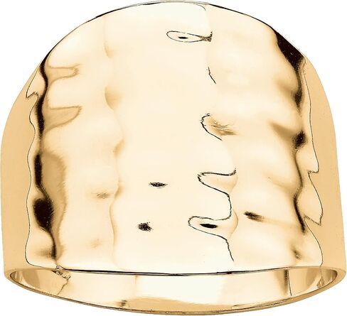 Palm Beach Jewelry 14K Yellow Gold Plated Hammered Style Cigar Band Ring (5mm) in Saudi Arabia