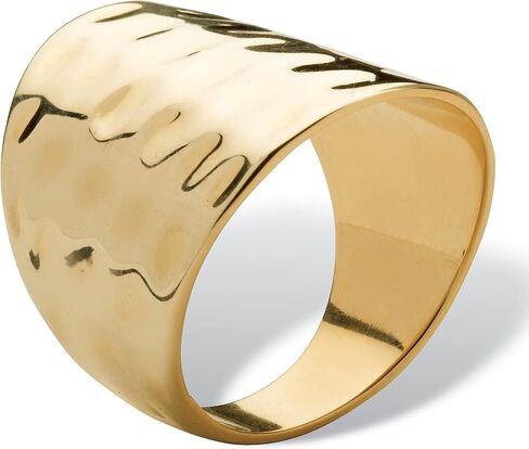Palm Beach Jewelry 14K Yellow Gold Plated Hammered Style Cigar Band Ring (5mm) in Saudi Arabia