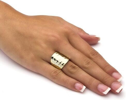 Palm Beach Jewelry 14K Yellow Gold Plated Hammered Style Cigar Band Ring (5mm) in Saudi Arabia