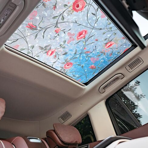 Rainbow Vintage Sunroof Sun Shade Film Static Clings Vinyl 3D Decals for Car Decoration UV Sun Protection for Moonroof & Side Windows, Car Camping Accessories(16.1 x 39.4 Inches,Watercolor) in Saudi Arabia