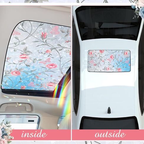 Rainbow Vintage Sunroof Sun Shade Film Static Clings Vinyl 3D Decals for Car Decoration UV Sun Protection for Moonroof & Side Windows, Car Camping Accessories(16.1 x 39.4 Inches,Watercolor) in Saudi Arabia