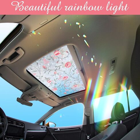 Rainbow Vintage Sunroof Sun Shade Film Static Clings Vinyl 3D Decals for Car Decoration UV Sun Protection for Moonroof & Side Windows, Car Camping Accessories(16.1 x 39.4 Inches,Watercolor) in Saudi Arabia