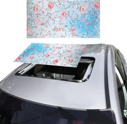 Rainbow Vintage Sunroof Sun Shade Film Static Clings Vinyl 3D Decals for Car Decoration UV Sun Protection for Moonroof & Side Windows, Car Camping Accessories(16.1 x 39.4 Inches,Watercolor) in Saudi Arabia