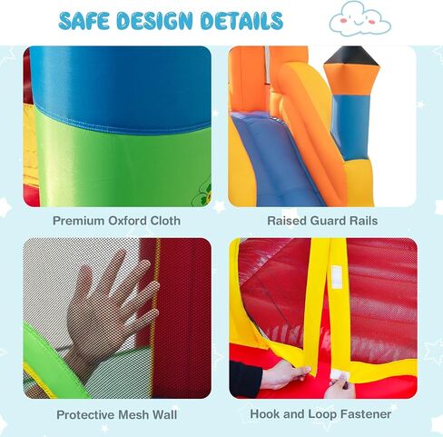 OLAKIDS Inflatable Bounce House, Train Theme Kids Jumping Castle with Slide Ball Pit Basketball Rim, Indoor Outdoor Inflatable Obstacle Course with 950W Blower 50PCS Ocean Balls Carry Bag in Kuwait