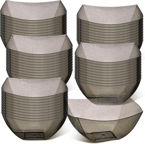 50 Pcs Gold Glitter Square Plastic Serving Bowls Disposable Snack Salad Bowl Small Party Bowls Candy Bar Containers Taco Bar Serving Dishes for Buffet Chips Fruit (8 oz) in Kuwait