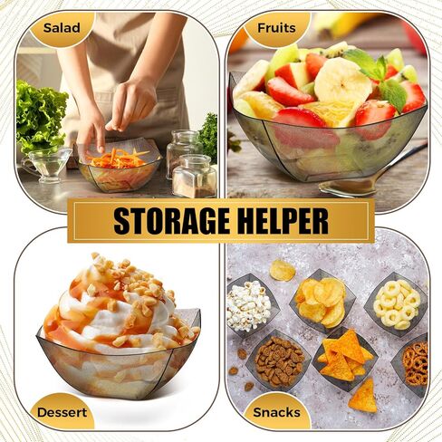 50 Pcs Gold Glitter Square Plastic Serving Bowls Disposable Snack Salad Bowl Small Party Bowls Candy Bar Containers Taco Bar Serving Dishes for Buffet Chips Fruit (8 oz) in Kuwait