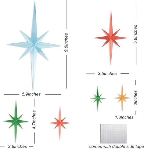 ديكور حديث لمنتصف القرن، منحوتة جدارية فنية على شكل نجمة ثلاثية الأبعاد من الذهب Mcm، ديكور نجمي بلاستيكي، لمسة ديكور منزلية عتيقة على الطراز القوطي السماوي. (مجموعة من 6) in Kuwait