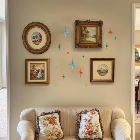 ديكور حديث لمنتصف القرن، منحوتة جدارية فنية على شكل نجمة ثلاثية الأبعاد من الذهب Mcm، ديكور نجمي بلاستيكي، لمسة ديكور منزلية عتيقة على الطراز القوطي السماوي. (مجموعة من 6) in Kuwait