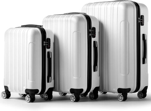 3 Piece Luggage Sets, Lightweight ABS Suitcase with 4 Spinner Wheels ＆ TSA Locks, Hardside Carry On Luggage Durable Suitcase Set for Family Travel Business - Red, 20/24/28 in Saudi Arabia
