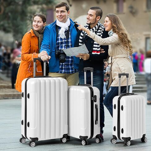 3 Piece Luggage Sets, Lightweight ABS Suitcase with 4 Spinner Wheels ＆ TSA Locks, Hardside Carry On Luggage Durable Suitcase Set for Family Travel Business - Red, 20/24/28 in Saudi Arabia