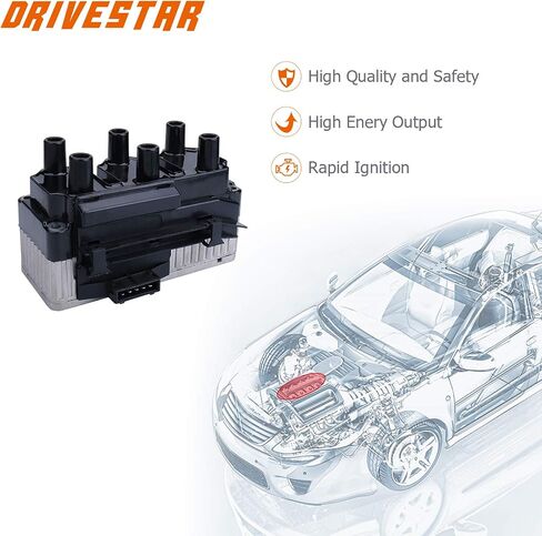 DRIVESTAR 021905106 Ignition Coil Pack 1993-2000 for Volkswagen Corrado, 1997-2000 Eurovan, 1994-1999 Passat, 1995-1998 Golf GTI Vr6 2.8L V6 UF163 in Saudi Arabia
