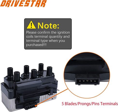 DRIVESTAR 021905106 Ignition Coil Pack 1993-2000 for Volkswagen Corrado, 1997-2000 Eurovan, 1994-1999 Passat, 1995-1998 Golf GTI Vr6 2.8L V6 UF163 in Saudi Arabia