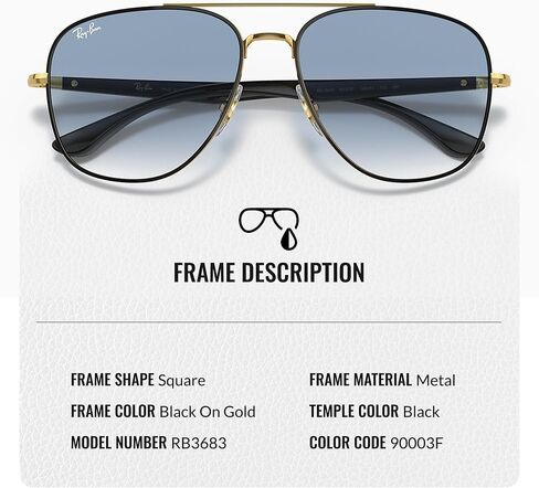 نظارات شمسية Ray-Ban RB3683 مربعة الشكل للرجال والنساء مع مجموعة نظارات RAYBAN الرسمية in Saudi Arabia