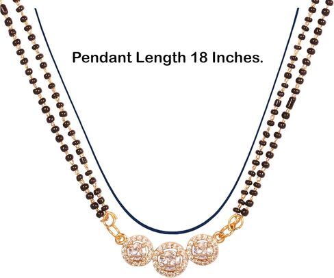 Sunsoul by Touchstone Traditional Indian Bollywood Studded Diamond Look Black Beads Symbolic Designer Jewelry Mangalsutra Pendant Set in Gold Tone for Women. in Kuwait