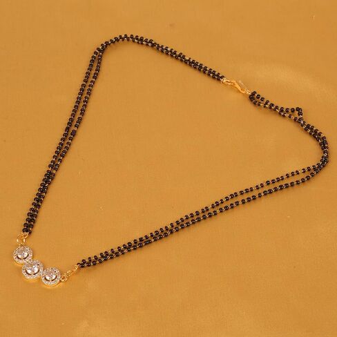 Sunsoul by Touchstone Traditional Indian Bollywood Studded Diamond Look Black Beads Symbolic Designer Jewelry Mangalsutra Pendant Set in Gold Tone for Women. in Kuwait