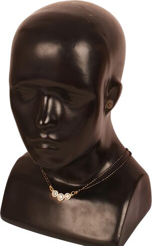 Sunsoul by Touchstone Traditional Indian Bollywood Studded Diamond Look Black Beads Symbolic Designer Jewelry Mangalsutra Pendant Set in Gold Tone for Women. in Kuwait