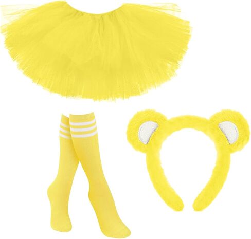 Toulite Halloween Bear Costume 5 Layered Tulle Tutu Skirt Stripe Knee-High Socks Bear Ears Headband for Women Cosplay in Saudi Arabia