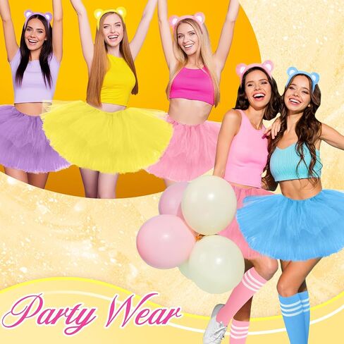 Toulite Halloween Bear Costume 5 Layered Tulle Tutu Skirt Stripe Knee-High Socks Bear Ears Headband for Women Cosplay in Saudi Arabia