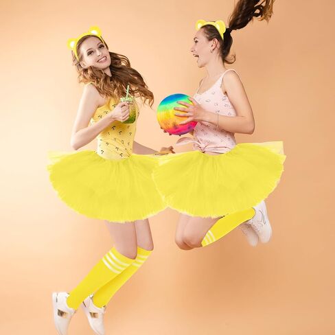 Toulite Halloween Bear Costume 5 Layered Tulle Tutu Skirt Stripe Knee-High Socks Bear Ears Headband for Women Cosplay in Saudi Arabia