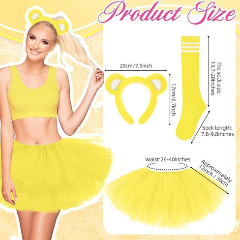 Toulite Halloween Bear Costume 5 Layered Tulle Tutu Skirt Stripe Knee-High Socks Bear Ears Headband for Women Cosplay in Saudi Arabia