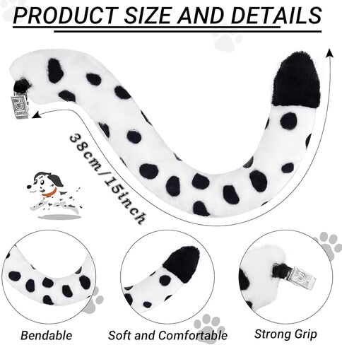 Dalmatian Ears Headband Tail Costume Headwear for Adult Men Halloween Puppy Dog Dress Up Costume (Style 1) in Saudi Arabia