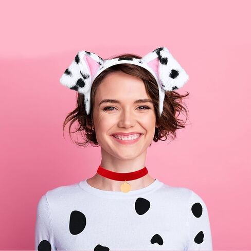 Dalmatian Ears Headband Tail Costume Headwear for Adult Men Halloween Puppy Dog Dress Up Costume (Style 1) in Saudi Arabia