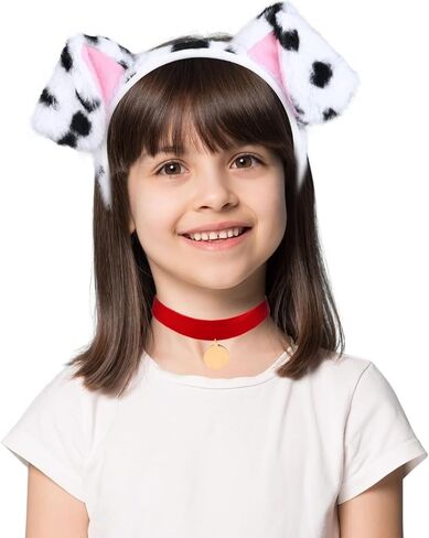 Dalmatian Ears Headband Tail Costume Headwear for Adult Men Halloween Puppy Dog Dress Up Costume (Style 1) in Saudi Arabia