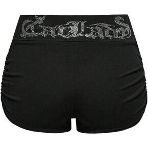 Floerns Women's Y2k Rhinestone Low Waist Shorts Sparkly Ruched Going Out Micro Shorts in Saudi Arabia