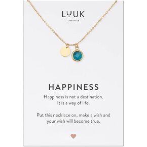 LUUK LIFESTYLE قلادات من الفولاذ المقاوم للصدأ مع قلادة كريستال زجاجية ملونة، بطاقة السعادة، مجوهرات نسائية، تصميم بسيط، فكرة هدية، عيد الحب، ذهبي وفضي in Kuwait
