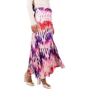 Sylvie Skirt – Elegant Midi Skirt for Women, Ruched High-Waist, Flowy Feminine Silhouette (Purple Multi) in Saudi Arabia
