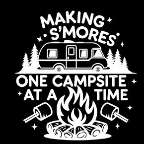 صنع S'Mores موقع تخييم واحد في كل مرة - ملصق من الفينيل - ديكور خارجي مقاوم للماء مقطوع بالقالب / بدون ملصق ممتص للصدمات خلفي للسيارات والمعسكرات والمركبات الترفيهية والمقطورات والشاحنات (8 × 8 بوصات، أبيض) in Saudi Arabia
