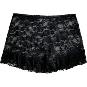 SweatyRocks Women's Sheer Floral Lace Mini Skirt Ruffle Stretchy See Through Short Skirts in Kuwait