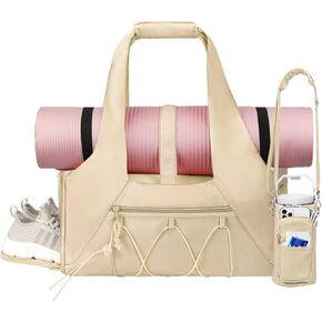 Waterproof Lightweight Gym Bag with Water Bottle Holder, Multiple Pockets Gym Bag for Women Small with Shoe Compartment & Yoga Belt for Gym Yoga Weekender Sports, Black in Kuwait